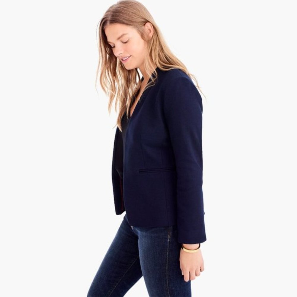 NWT J. Crew Womens Navy Blue Going-Out Blazer in Stretch Twill NEW - Picture 3 of 6